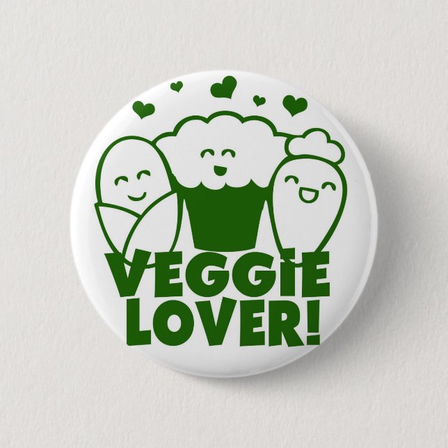 Kawaii Veggie-Liebhaber-Abzeichen Button (Vorderseite)