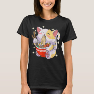 Kawaii Vintage-Stil japanische Ramen-Katze T-Shirt