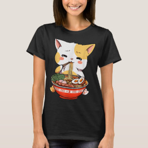 Kawaii Vintage-Stil japanische Ramen-Katze T-Shirt