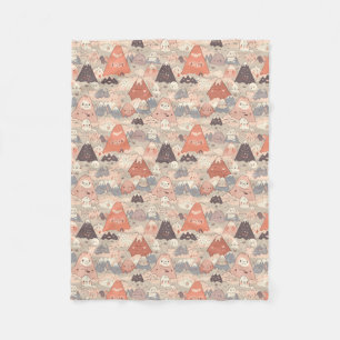 Kawaii Volcanoes Fleece Blanket