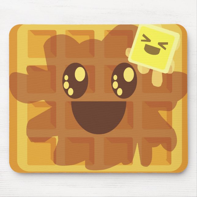 kawaii Waffelbutter & Ahornsirup Frühstück Mousepad (Vorne)