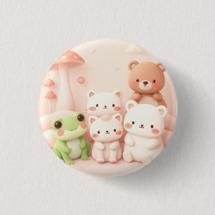 Kawaii Wald Freunde Bär Frosch und Hase Kinderzimm Button