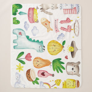 Kawaii Wasserfarbdoodles, Aufkleber fertig. Sherpadecke