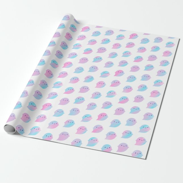 Kawaii Wasserfarbe-Geister (Unicorn) Geschenkpapier (Ungerollt)