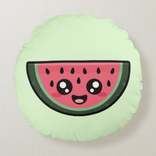 Kawaii Wassermelone Rundes Kissen
