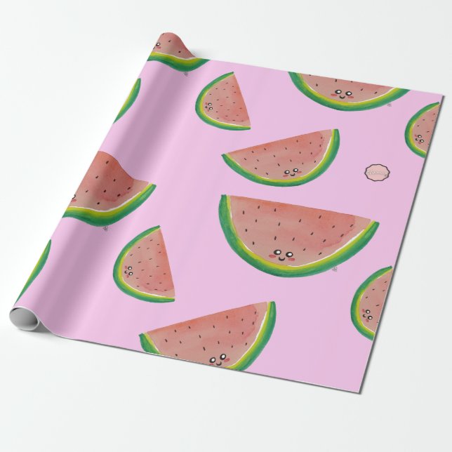 Kawaii Watercolor Geschenkpapier (Ungerollt)