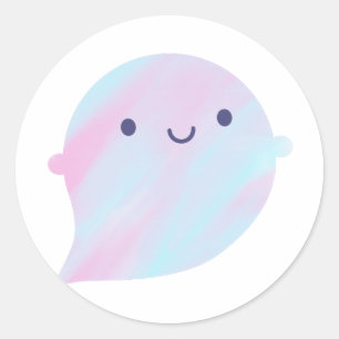 Kawaii Watercolor Ghost (Einhorn) Runder Aufkleber
