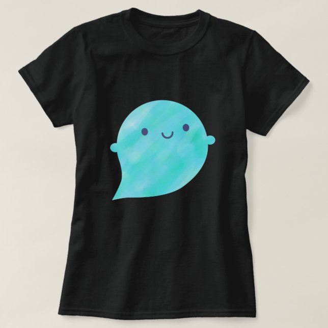 Kawaii Watercolor Ghost (Ozean) T-Shirt (Design vorne)