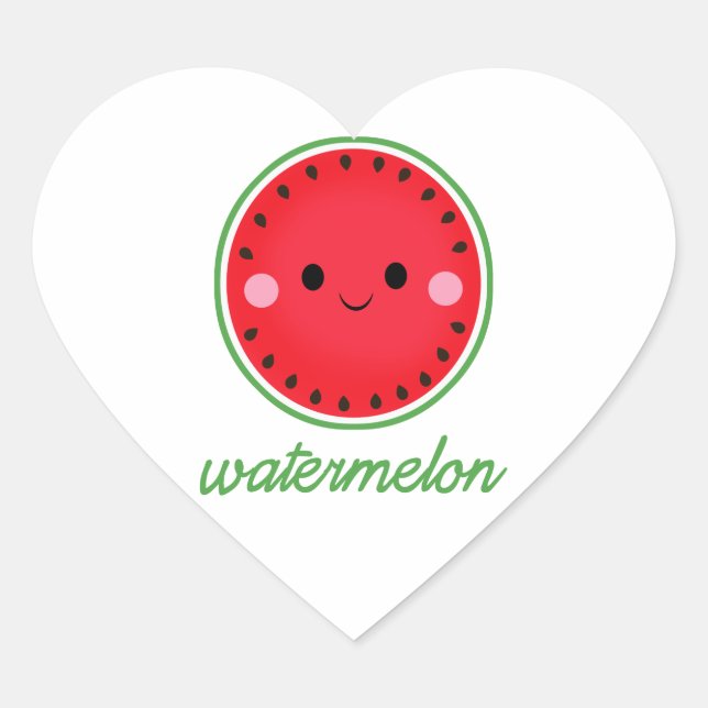 Kawaii Watermelon Herz-Aufkleber (Vorderseite)
