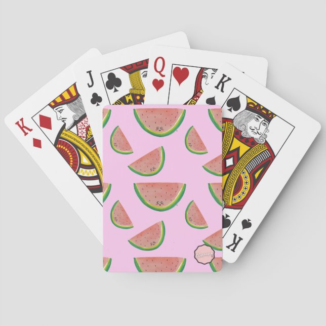 Kawaii Watermelon Pattern Spielkarten (Rückseite)