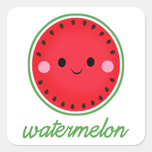 Kawaii Watermelon Quadratischer Aufkleber (Vorderseite)