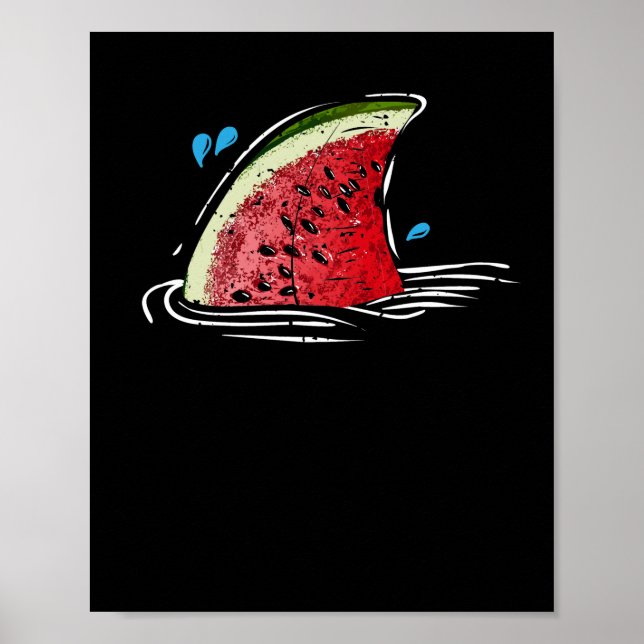 Kawaii Watermelon Shark Fin Family Summer Vacation Poster (Vorne)