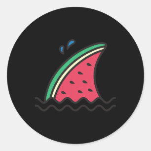Kawaii Watermelon Shark Fin Funny Family Sommer VK Runder Aufkleber