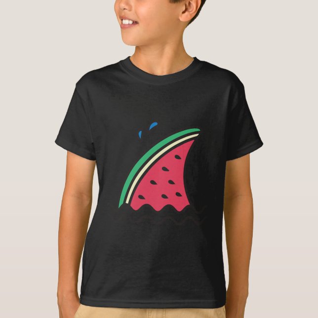 Kawaii Watermelon Shark Fin Funny Family Sommer VK T-Shirt (Vorderseite)