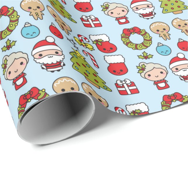 Kawaii Weihnachten Geschenkpapier (Rolleneckpunkt)