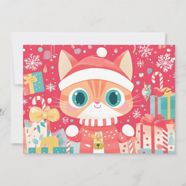 Kawaii Weihnachten Katze Festivals Geschenke Schne (Vorderseite)