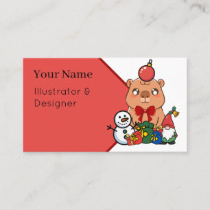 Kawaii Weihnachts Capybara - Festliche Geschenke u Visitenkarte