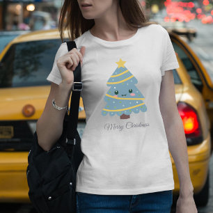 Kawaii Weihnachtsbaum auf dem T - Shirt der Frau