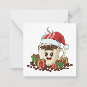 Kawaii Weihnachtskaffee Weihnachtsmannmütze Mitteilungskarte