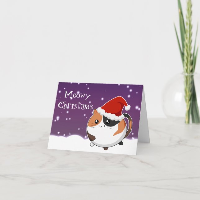 Kawaii Weihnachtskaliko-Miezekatzekatze Feiertagskarte (Vorderseite)