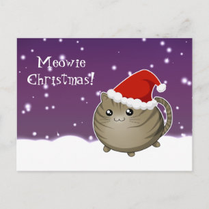 Kawaii-Weihnachtskatze Feiertagspostkarte