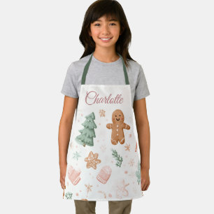Kawaii-Weihnachtsmuster Kinder-Schürze mit indiv Schürze