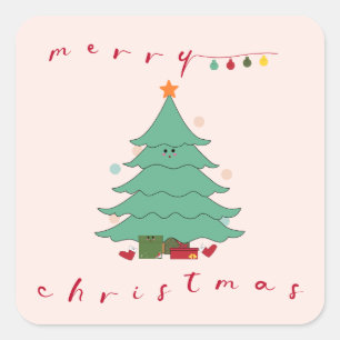 Kawaii Weihnachtssticker Quadratischer Aufkleber