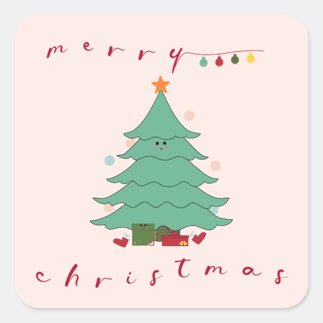Kawaii Weihnachtssticker Quadratischer Aufkleber (Vorderseite)