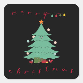 Kawaii Weihnachtssticker Quadratischer Aufkleber