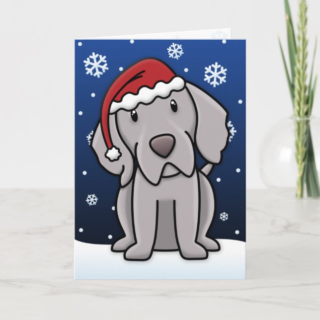 Kawaii Weimaraner Weihnachtskarte Feiertagskarte (Vorderseite)