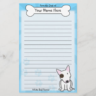 Kawaii weißes Bullterrier-Briefpapier (mit Stelle Briefpapier