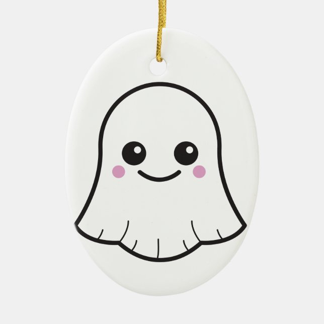 Kawaii Weißgeist Keramik Ornament (Vorne)