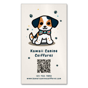 Kawaii Welpe qr Code Hundgrooming Magnetische Visitenkarte