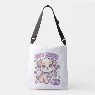 Kawaii Welpen Fell Mama Pastell Hund Aufkleber Tragetaschen Mit Langen Trägern
