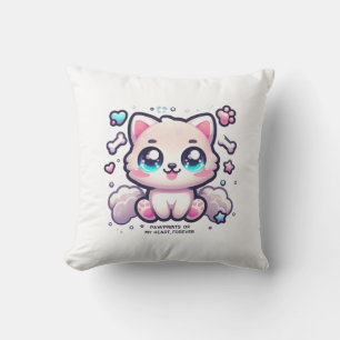 Kawaii Welppy Pawprints auf My Heart, Forever Kissen