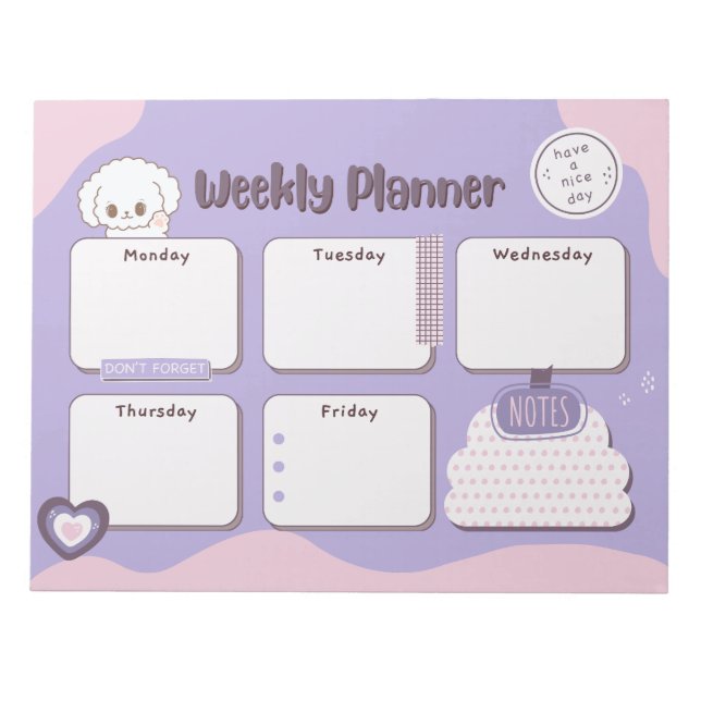 Kawaii Welppy Weekly Planner Notepad Notizblock (Vorderseite)