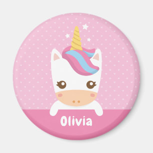 Kawaii wenig Unicorn-Mädchen-personalisierter Magnet