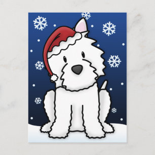 Kawaii Westie Christmas Postcard Feiertagspostkarte