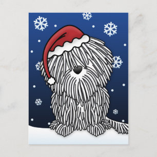 Kawaii White Puli Christmas Postcard Feiertagspostkarte