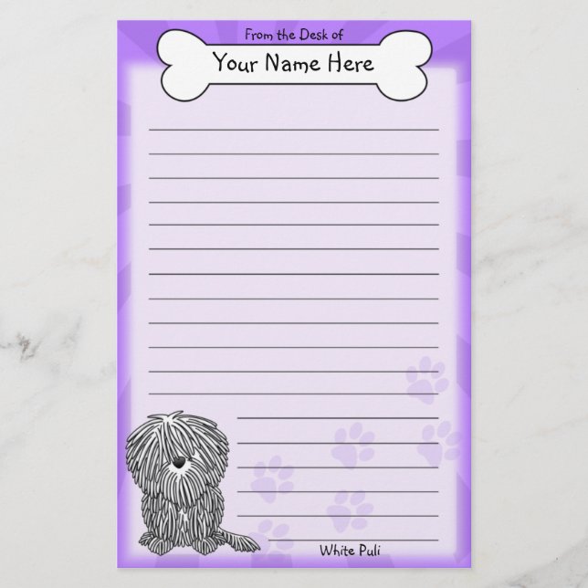 Kawaii White Puli Stationery Briefpapier (Vorderseite)