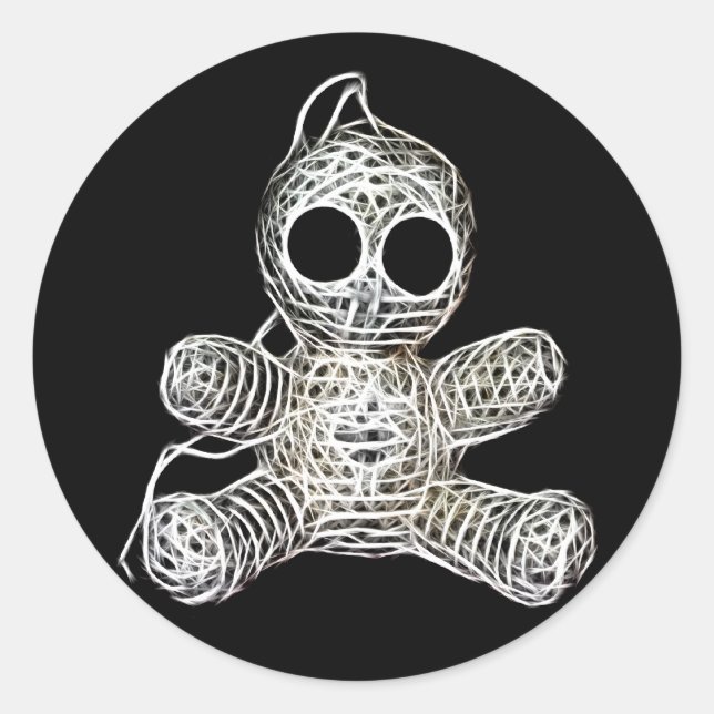 Kawaii White Voodoo Doll Funny Magic Toy Runder Aufkleber (Vorderseite)