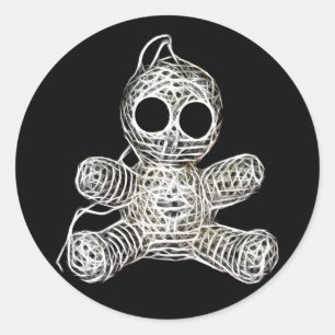 Kawaii White Voodoo Doll Funny Magic Toy Runder Aufkleber