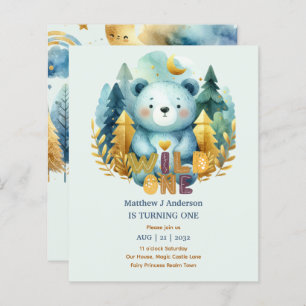 Kawaii WILD ONE 1. Geburtstag Boys BEAR Woodland