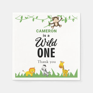 Kawaii Wild One Birthday Safari Jungle Animals Serviette