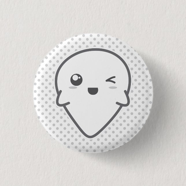 Kawaii Winking Ghost Button (Vorderseite)