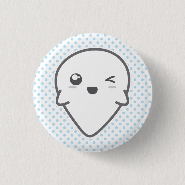Kawaii Winking Ghost Button (Vorderseite)