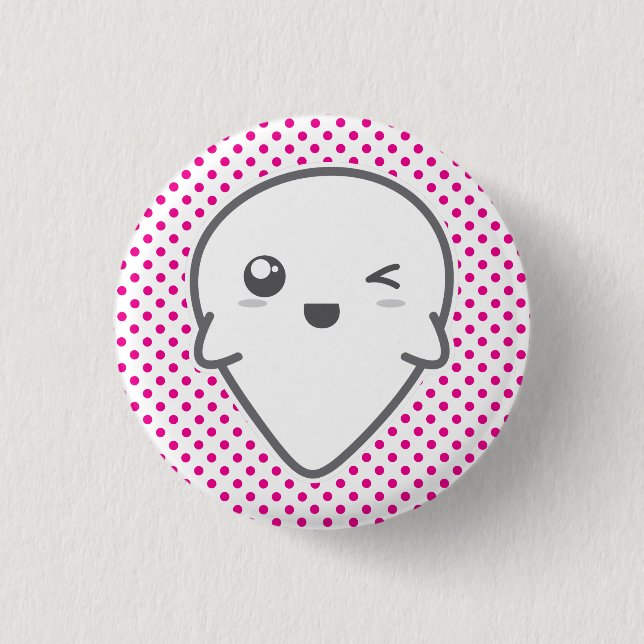 Kawaii Winking Ghost Button (Vorderseite)