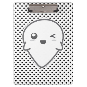 Kawaii Winking Ghost Clip Board Klemmbrett