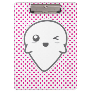 Kawaii Winking Ghost Clip Board Klemmbrett