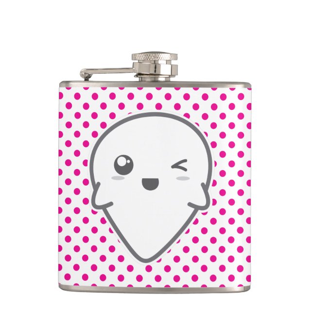 Kawaii Winking Ghost Flask Flachmann (Vorderseite)